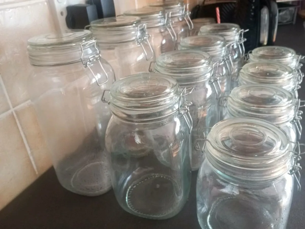 Mason jars and glass milk bottles for sale in Co. Mayo for €65 on DoneDeal