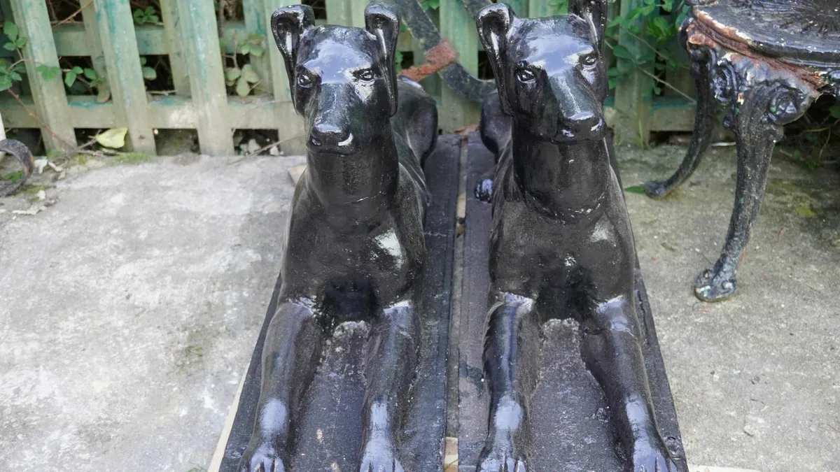 Pair of Cast Iron Dogs in Giza Sphinx Position - Image 2