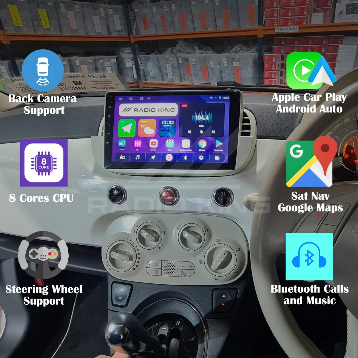 PREMIUM CARPLAY FIAT 500 ANDROID AUTO RADIO - Image 1