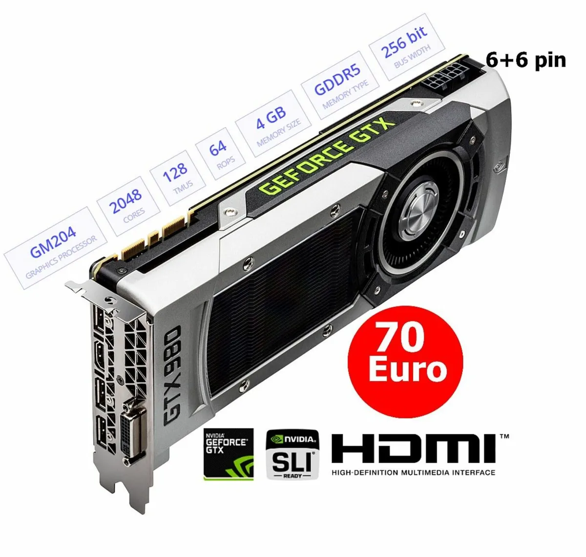 4 GB NVIDIA GeForce GTX 980 Graphics Card Video - Image 1