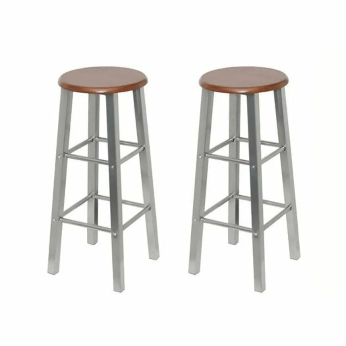 Bar Stools 2 pcs Metal with MDF Seat - Image 2