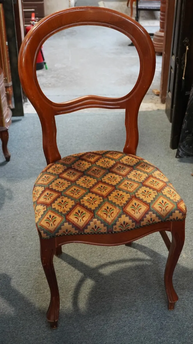 Vintage Upholstered Balloon Back Chairs - Image 1