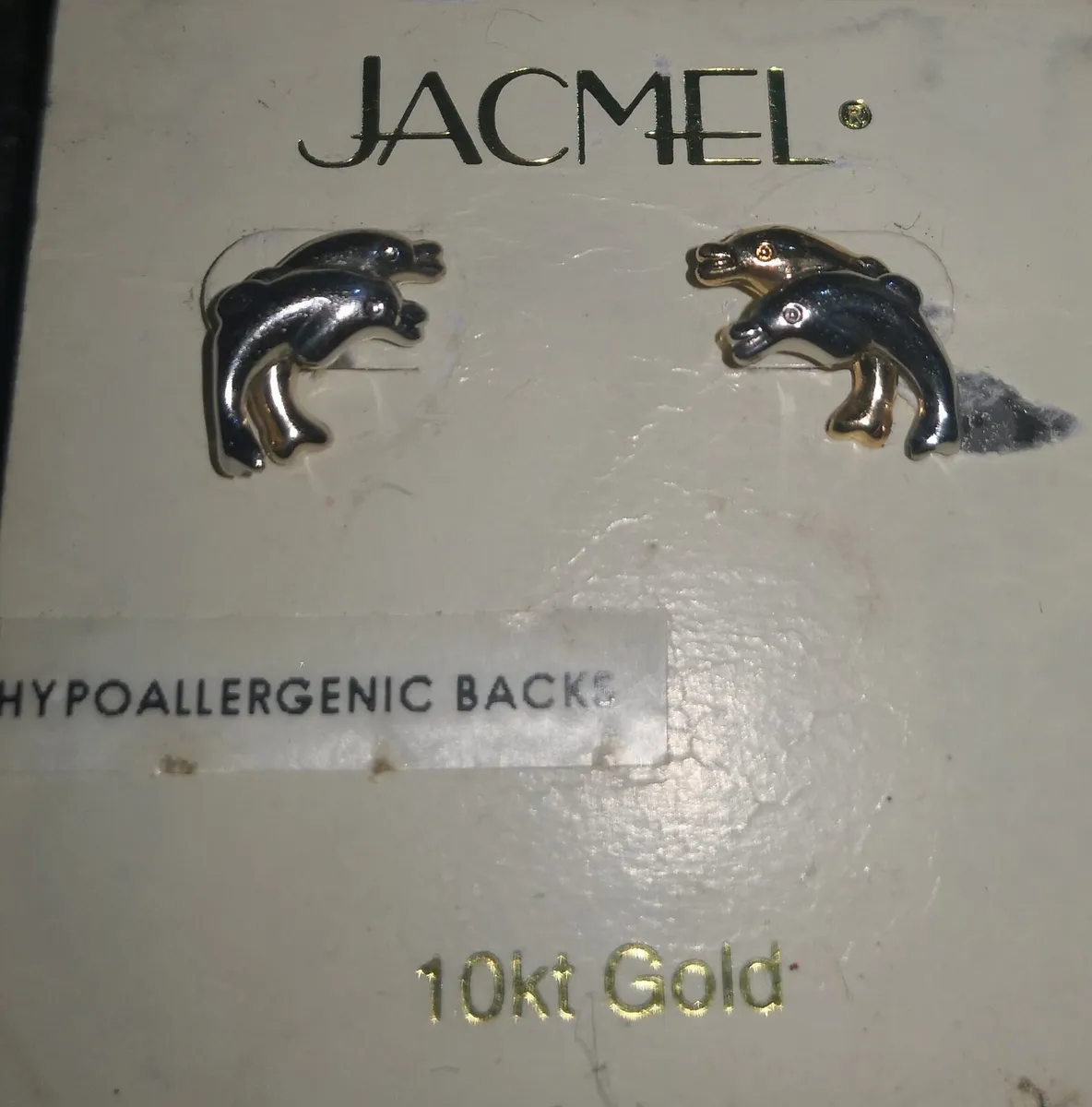 10k white and yellow gold Dolphin earrings JACMEL - Image 2