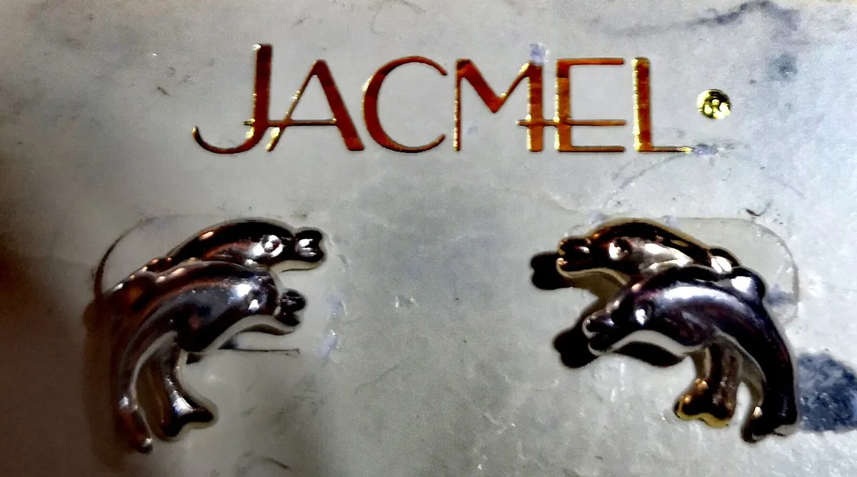 10k white and yellow gold Dolphin earrings JACMEL - Image 3