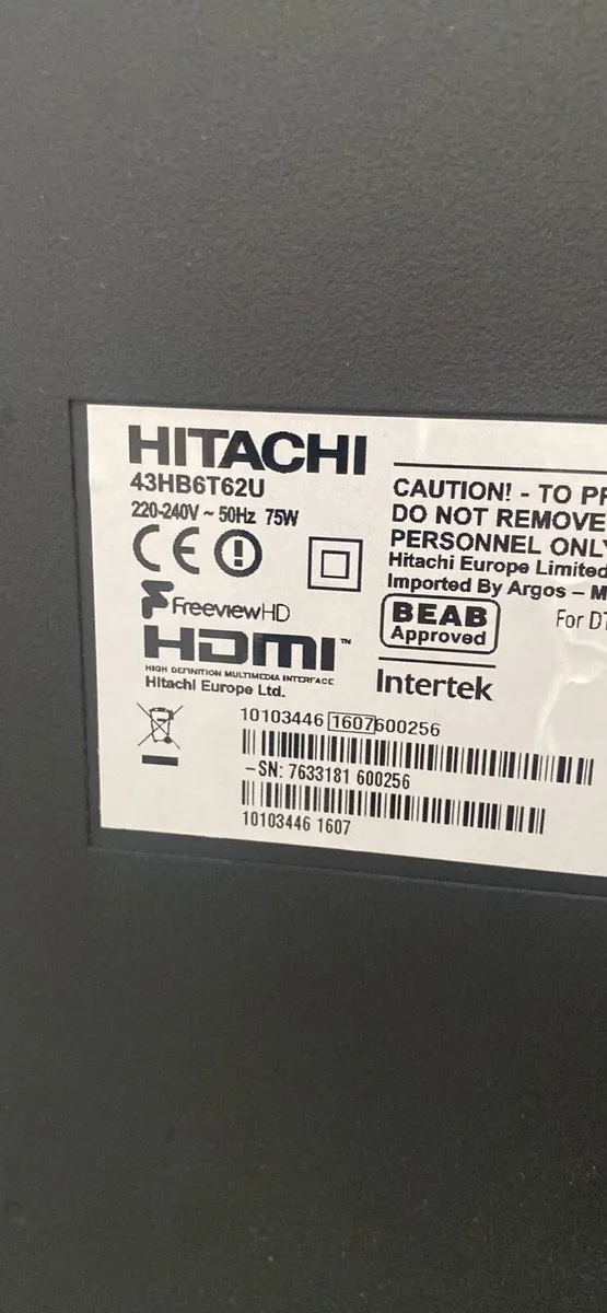 Hitachi 43” HDTv with remote and stand. for sale in Co. Dublin for €