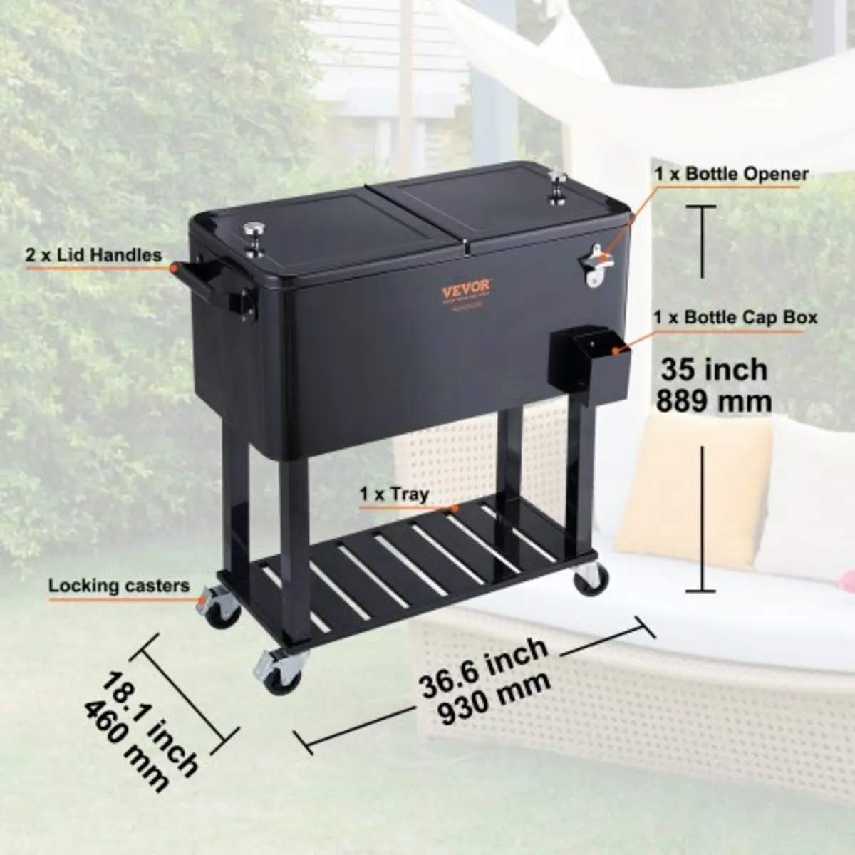 Rolling Ice Chest Cooler Cart 80 Quart, Portable B for sale in Co