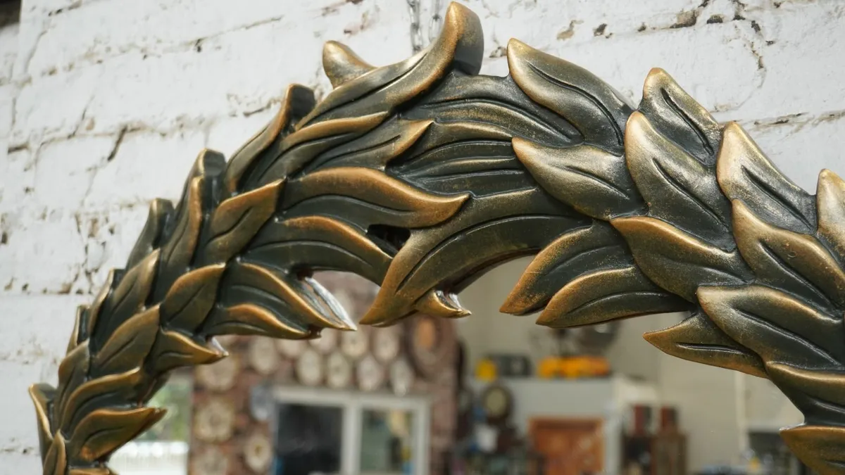 Upcycled Decorative Mirror with Laurel Leaf Design - Image 2