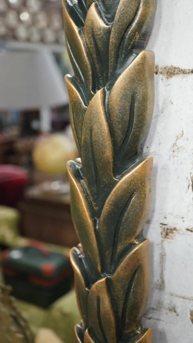 Upcycled Decorative Mirror with Laurel Leaf Design - Image 3