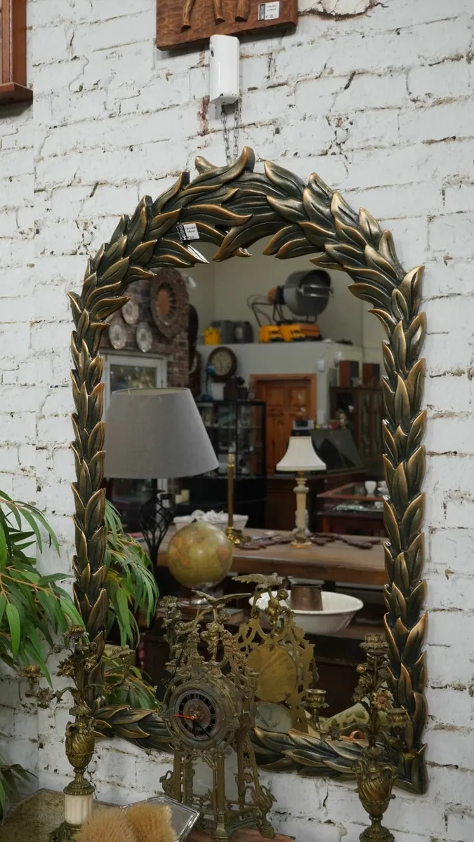 Upcycled Decorative Mirror with Laurel Leaf Design - Image 1