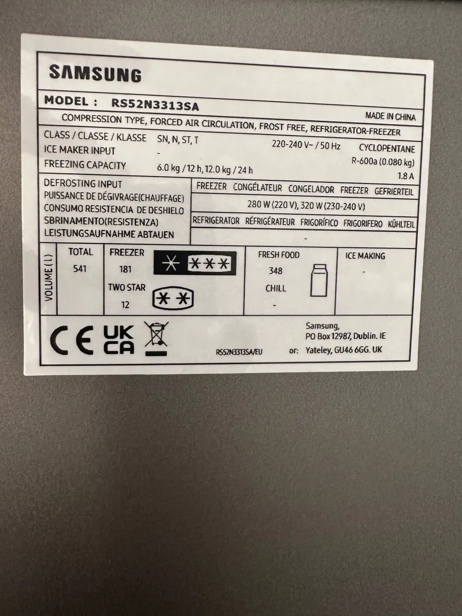 Samsung American Style Fridge Freezer, Water for sale in Co. Meath for