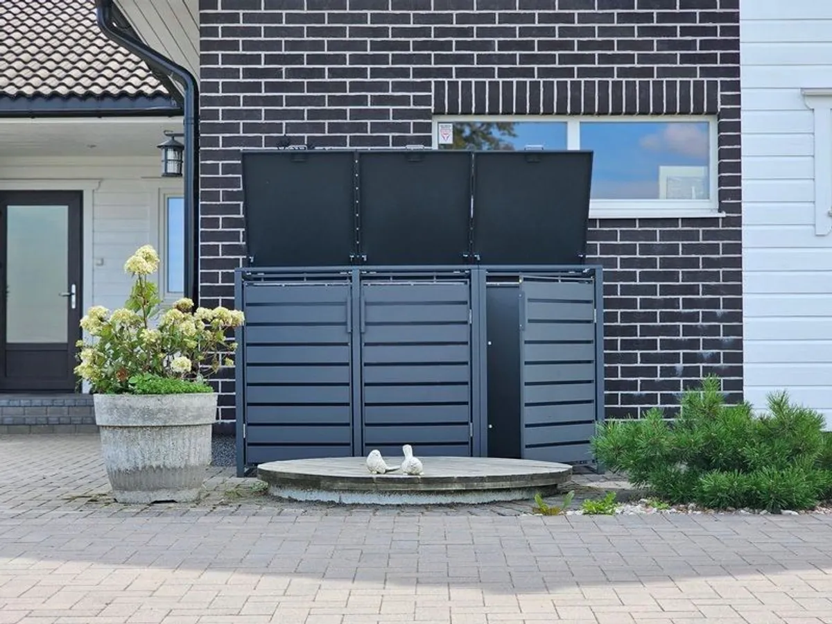 Wheelie bin storage unit, post box,anthracite. - Image 4