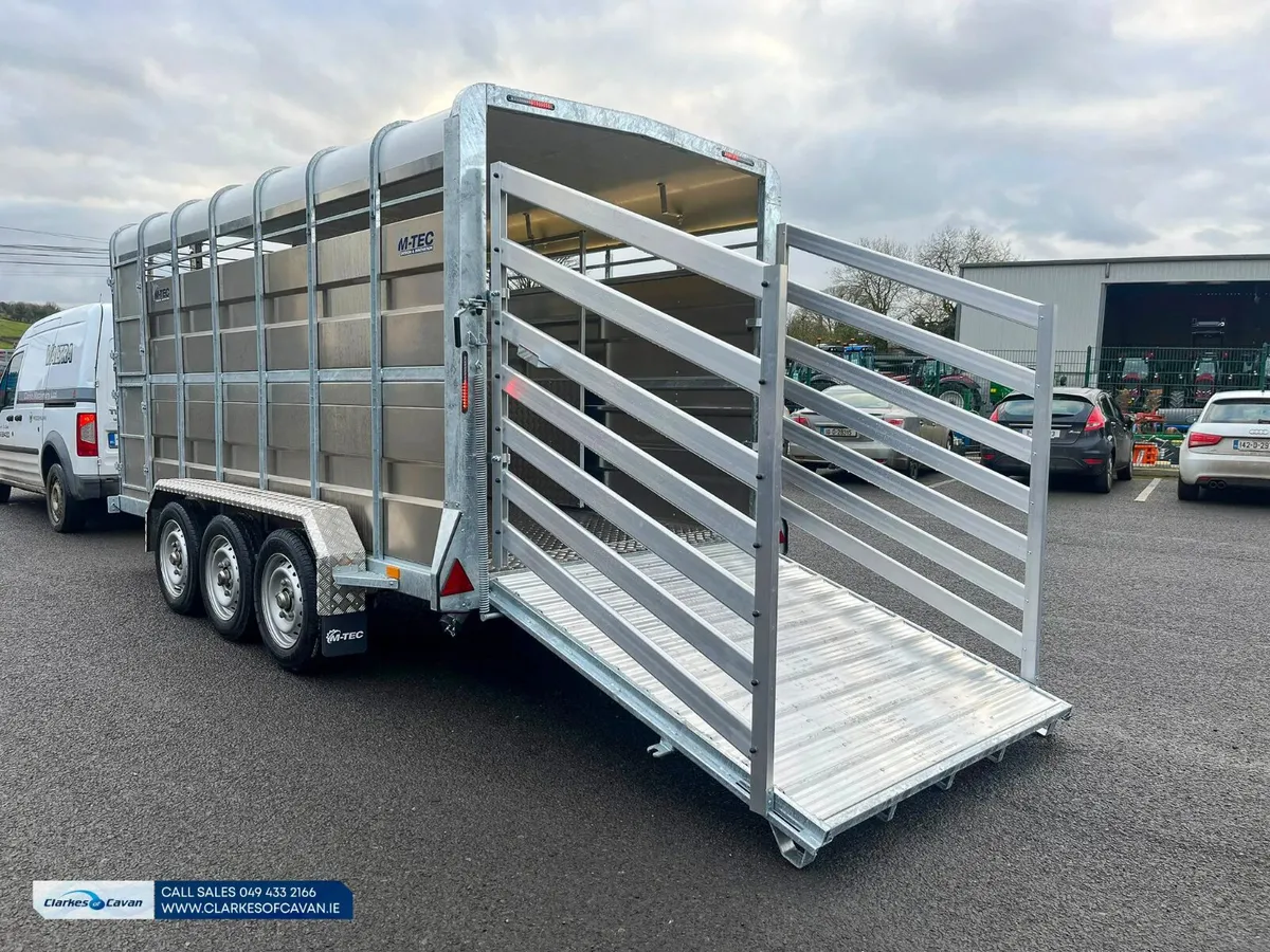 New M-Tec 14ft x 6ft Tri axle Livestock Trailer - Image 4