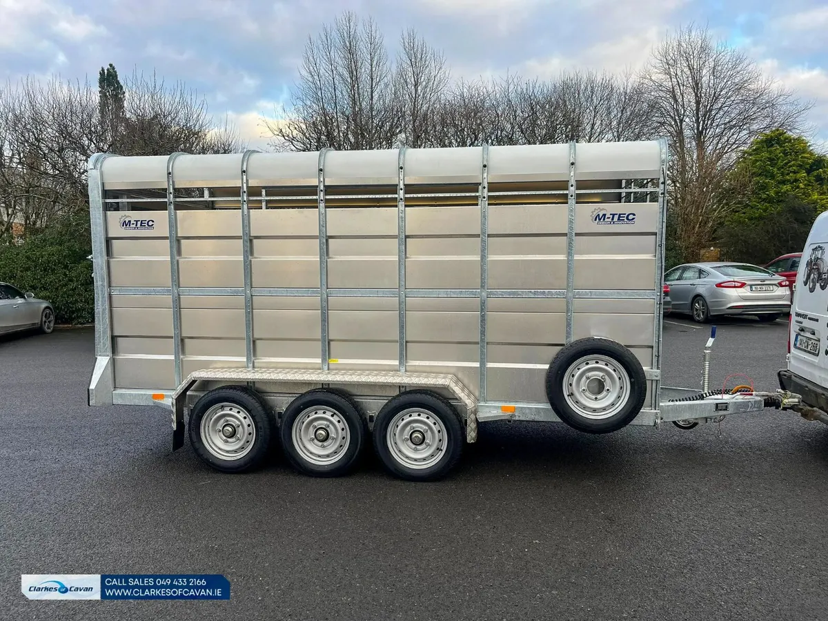 New M-Tec 14ft x 6ft Tri axle Livestock Trailer - Image 3
