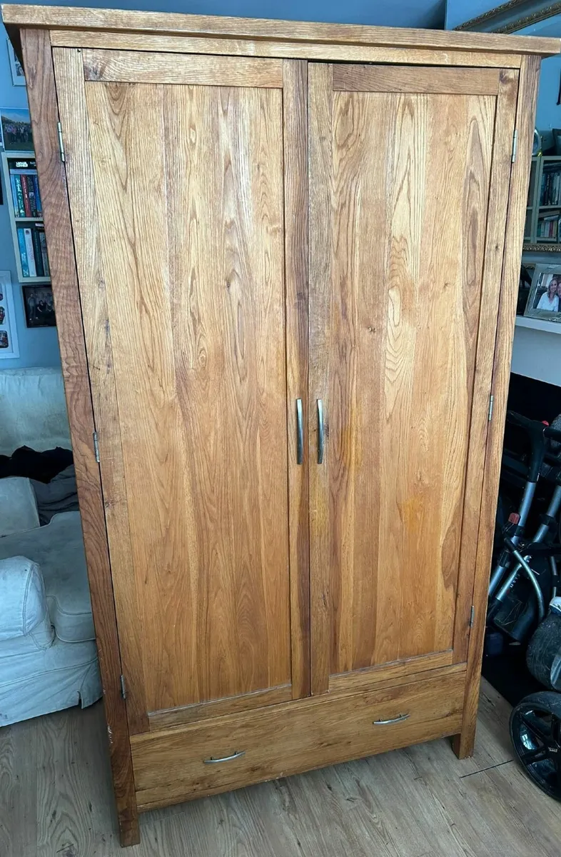 Solid Oak Wardrobe and matching Chest of Drawers - Image 1