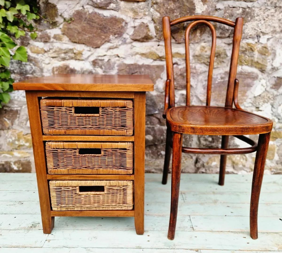 Wicker 3 Drawer Side Table - Image 1
