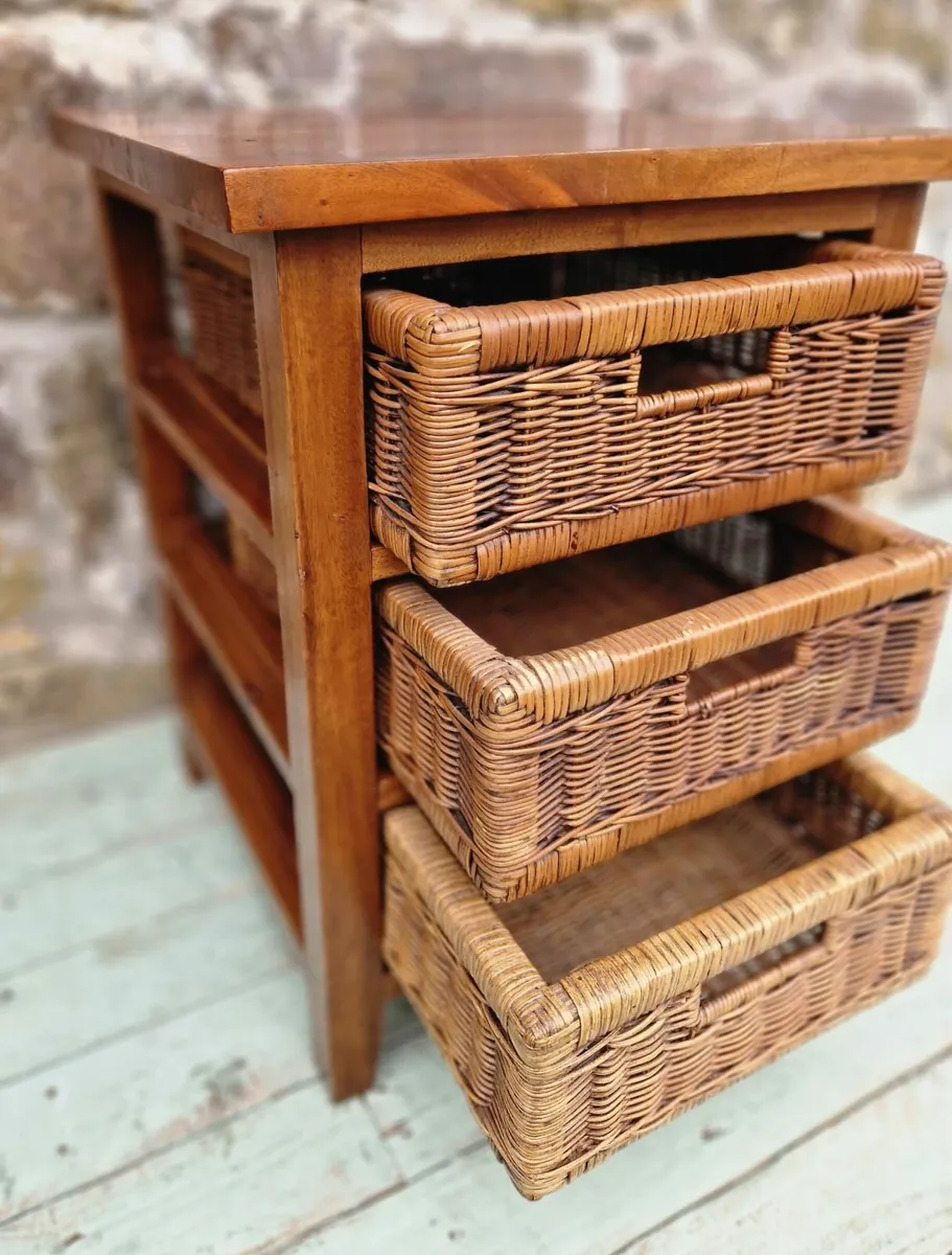 Wicker 3 Drawer Side Table - Image 3