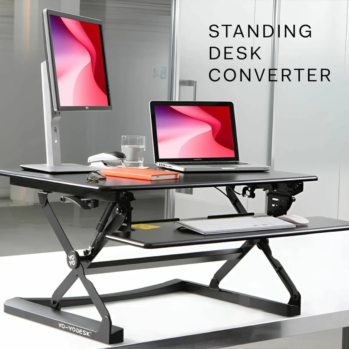 Desk Into a SitStand Workstation 90cm Wide, Black for sale in Co