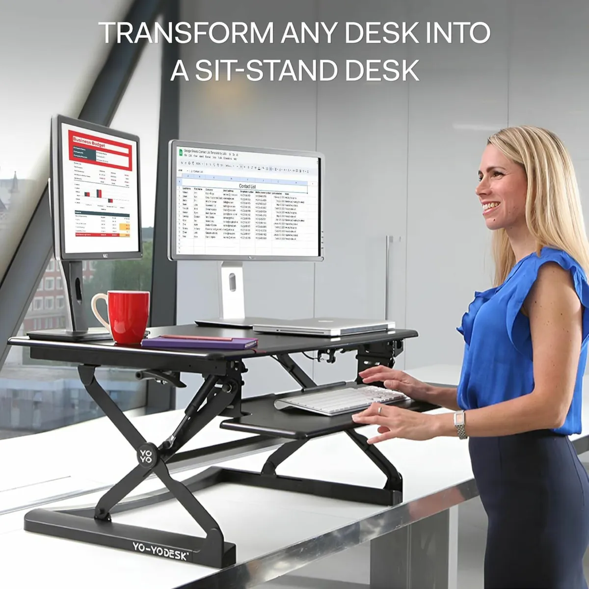 Desk Into a SitStand Workstation 90cm Wide, Black for sale in Co