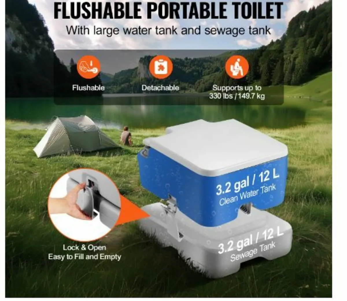 Portable Toilet Flush Travel Camping for sale in Co. Clare for €130 on