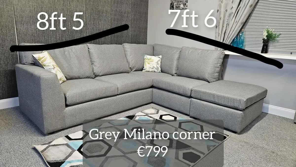 Milano Corner Sofa - Grey Fabric, Free Delivery, P - Image 2