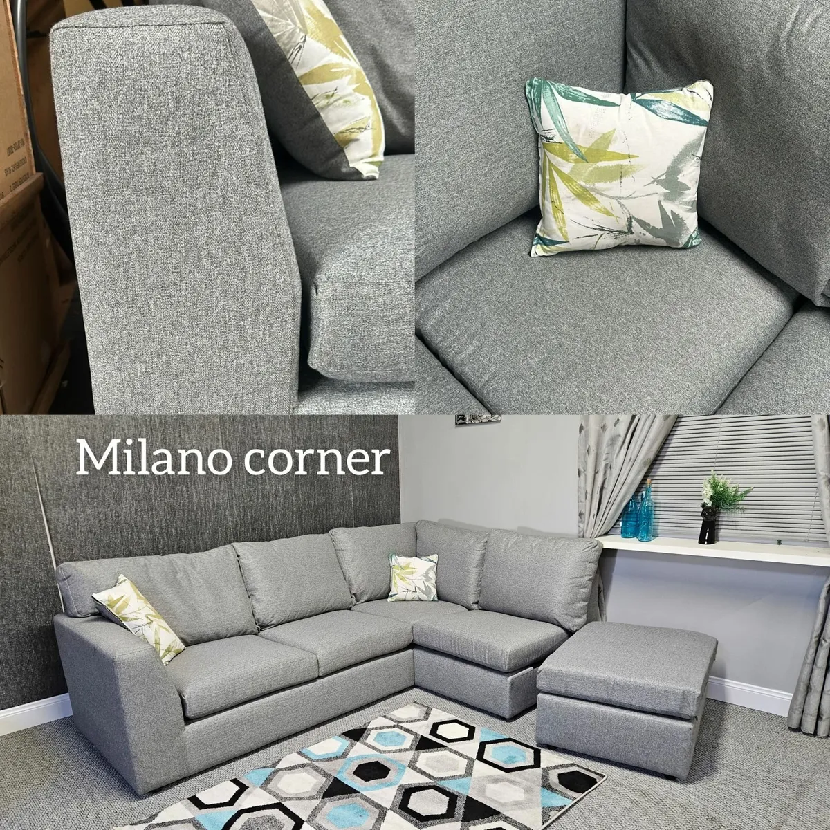 Milano Corner Sofa - Grey Fabric, Free Delivery, P - Image 3