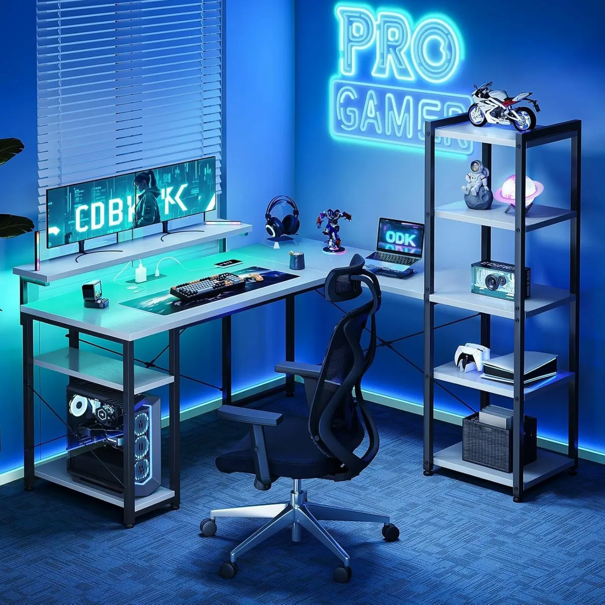 Corner Desk with LED Lights & Power Outlets for sale in Co. Dublin for