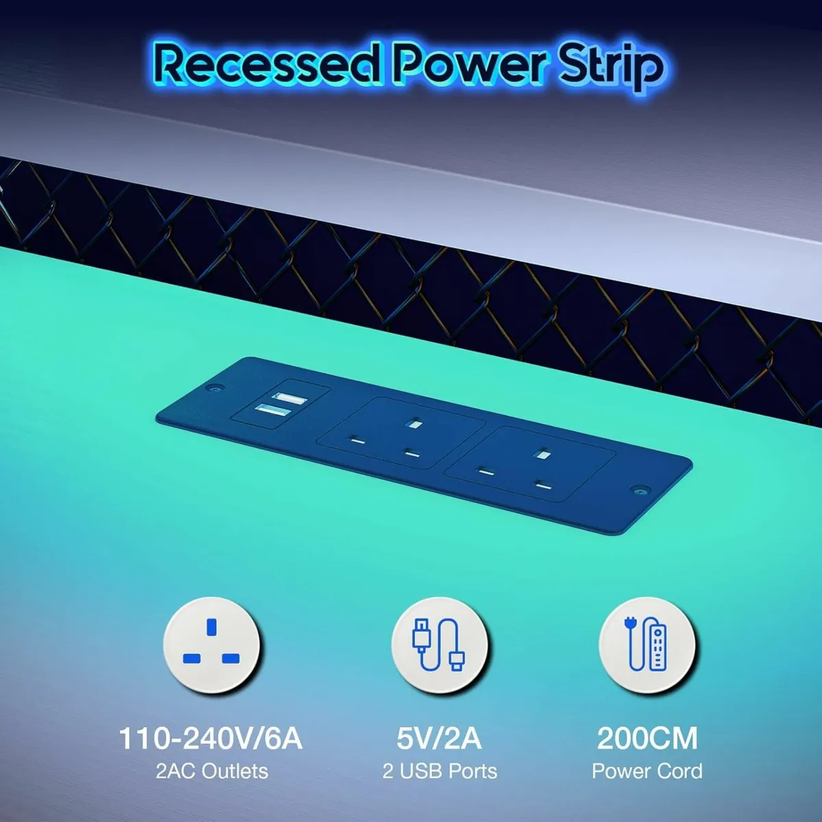 Corner Desk with LED Lights & Power Outlets for sale in Co. Dublin for