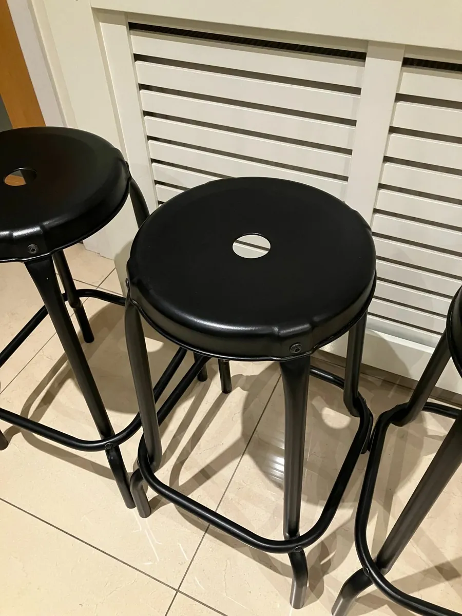 3 Black Steel Bar/Counter Stools for sale in Co. Dublin for €50 on DoneDeal