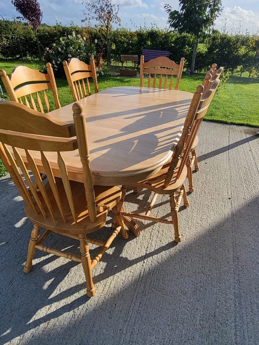 Extendable Dining Room Table and Six Chairs - Image 1