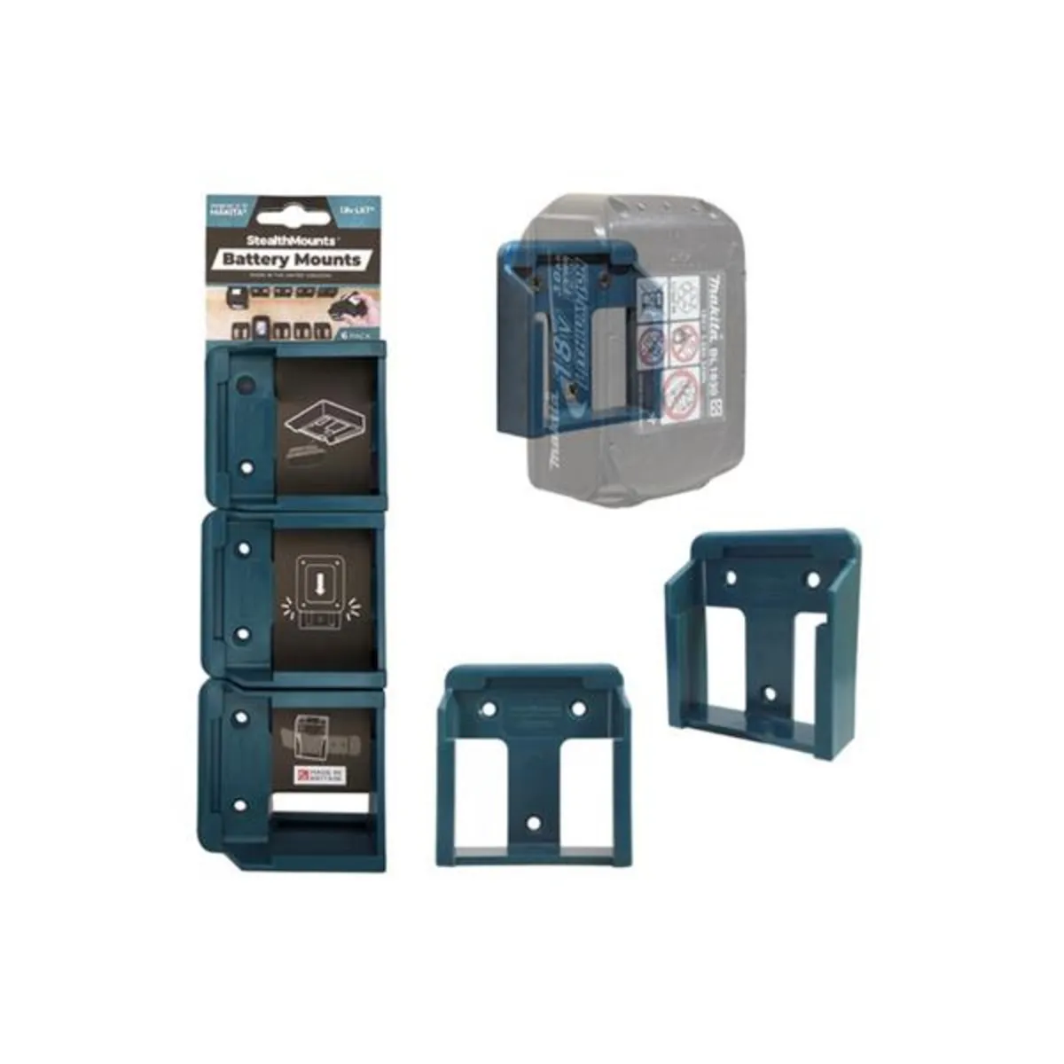 Stealth Mounts Makita 18v Battery Mounts – 6 Pack - Image 1