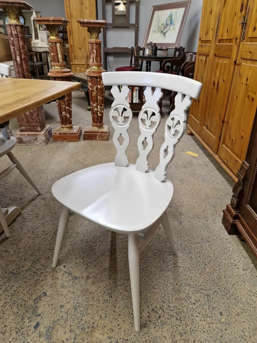 Vintage oak ercol extendable table, 6 chairs, grey for sale in Co