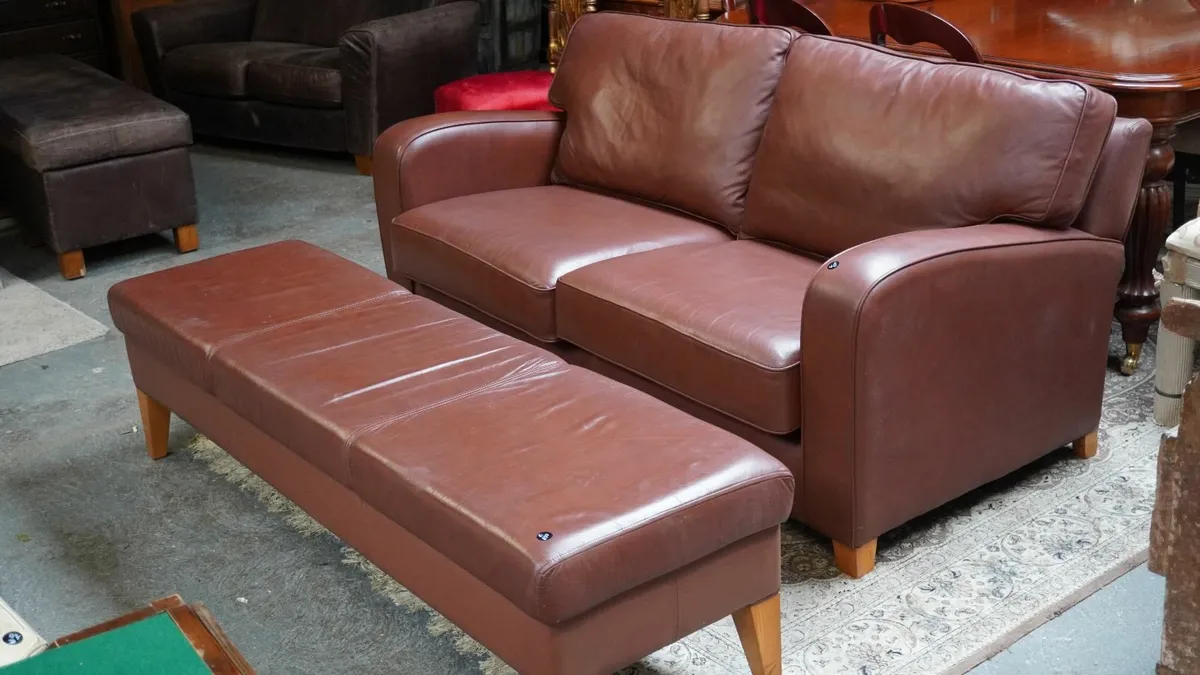 Leather Sofa and Matching Bench Set - Image 4