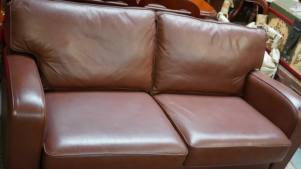 Leather Sofa and Matching Bench Set - Image 2