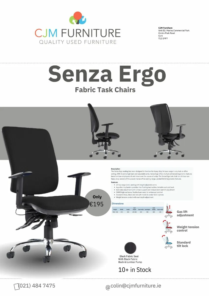 OFFICE FURNITURE SENZA ERGO SWIVEL CHAIR @ CJM - Image 1