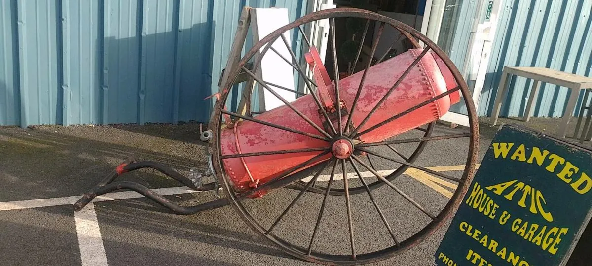 Very Large Wheel Mounted Antique Fire Extinguisher for sale in Co