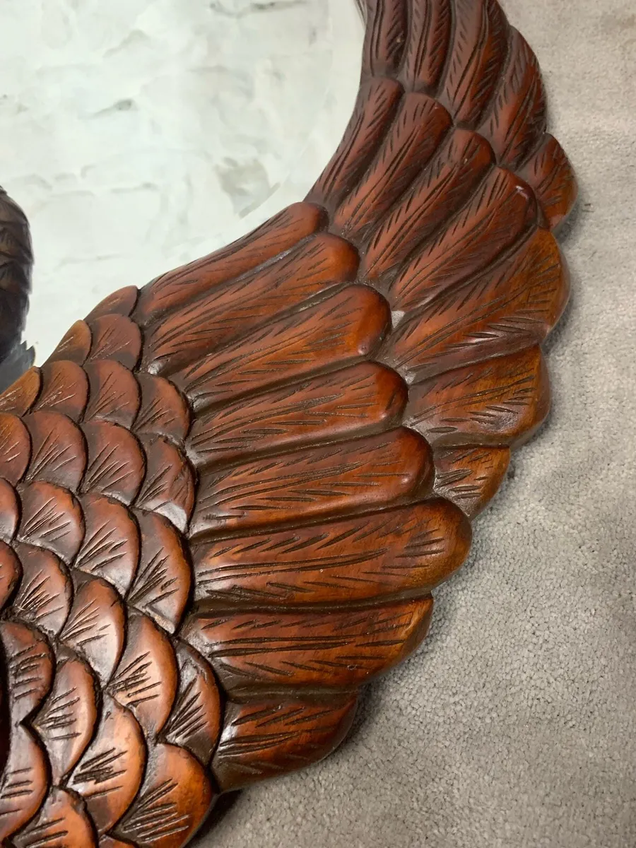 Fabulous hand carved swan framed mirror. - Image 4