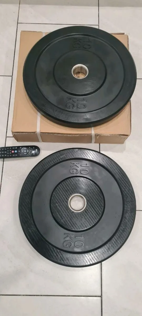 Brand new 2x10 kilo Olympic bumper weight plates for sale in Co. Dublin for 55 on DoneDeal