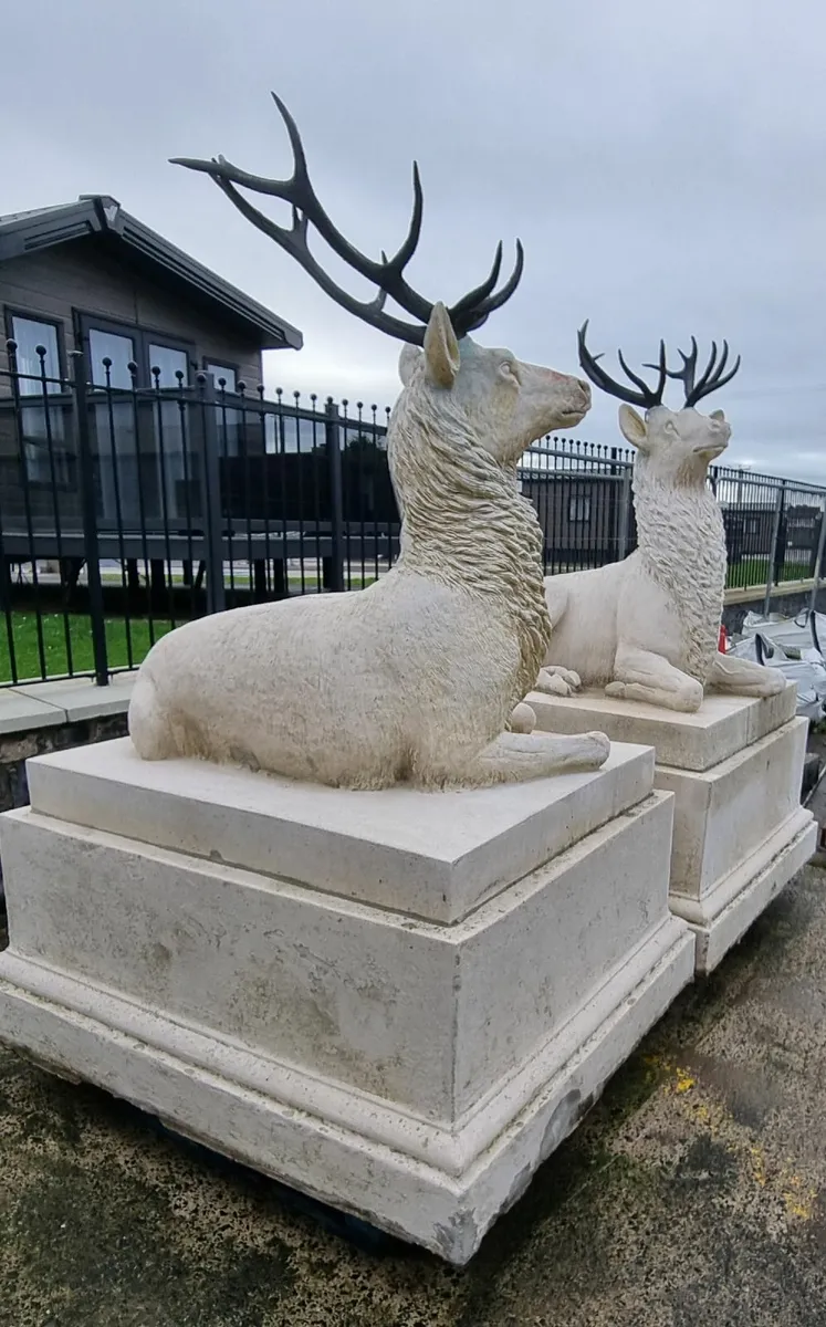 Pair of Stone Stags - Image 1