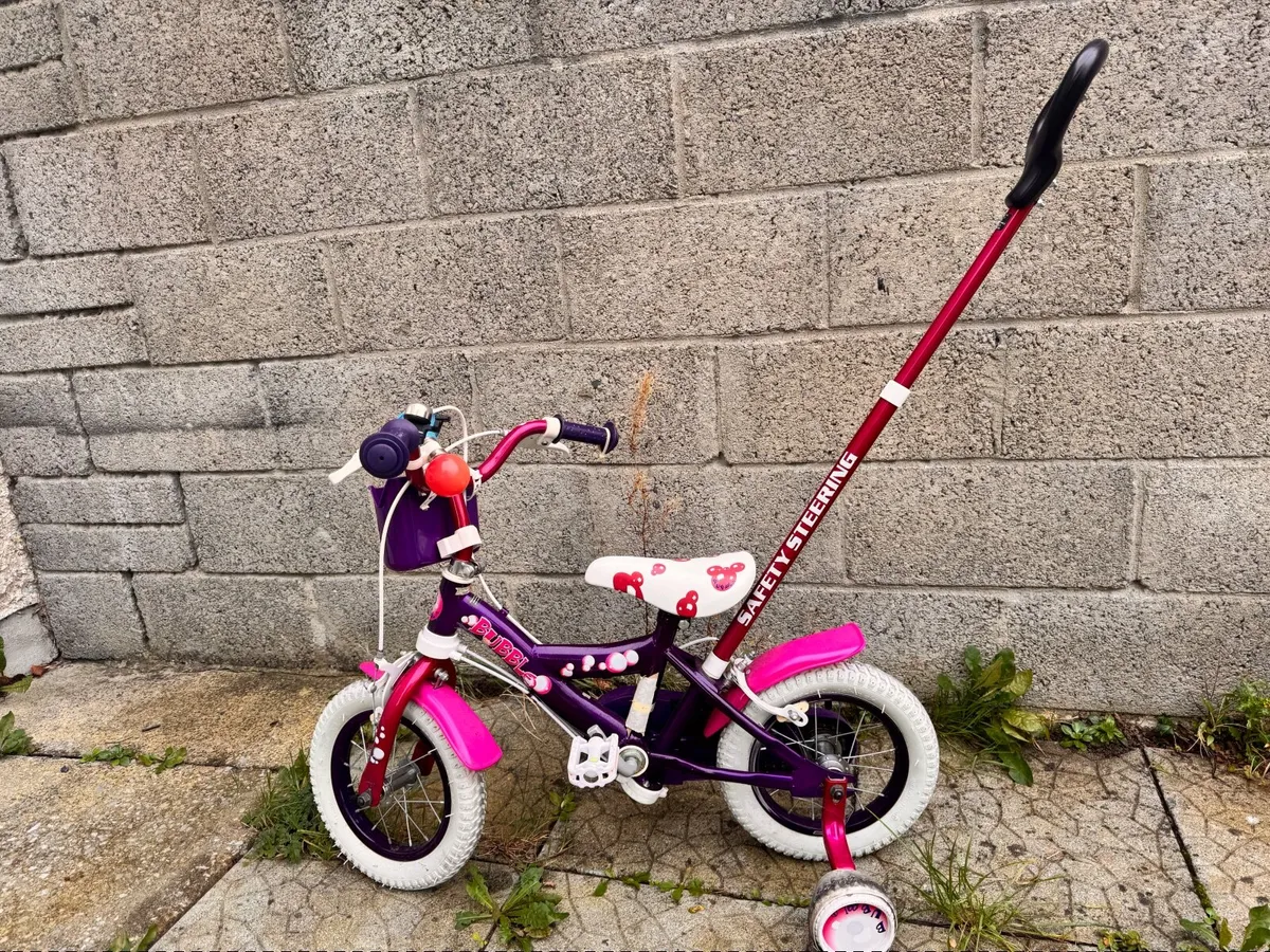 Children's bike with push handle on sale