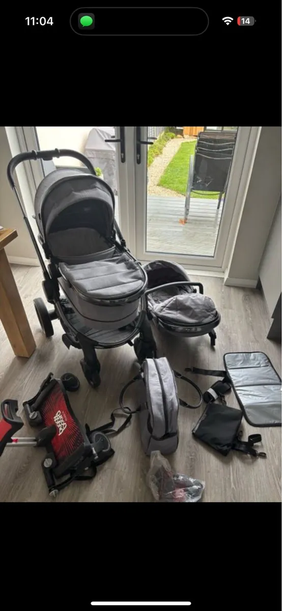 ICandy Peach Double Light Grey Pram for sale in Co. Dublin for 500 on DoneDeal