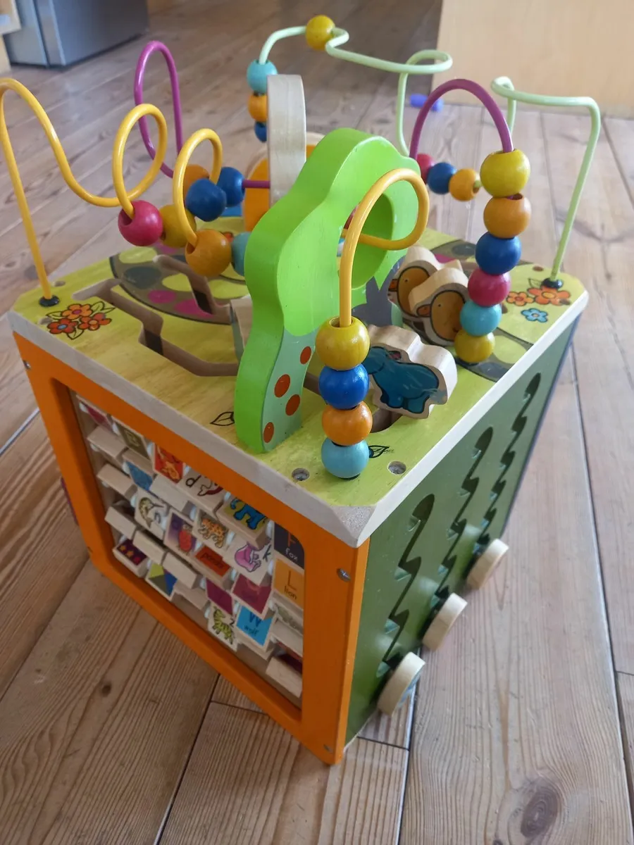 B toys zany zoo wooden activity cube clearance