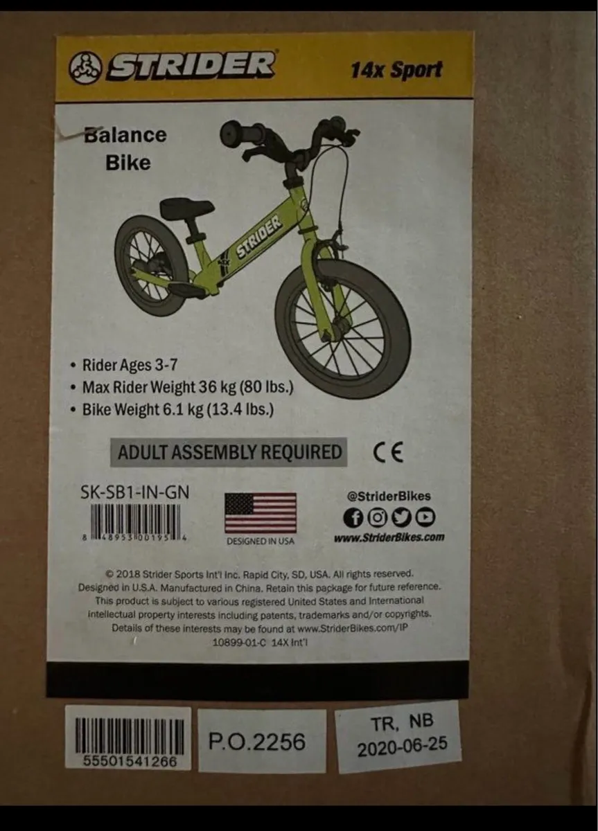 Brand New Strider 14x Sport Balance Bike - Image 2