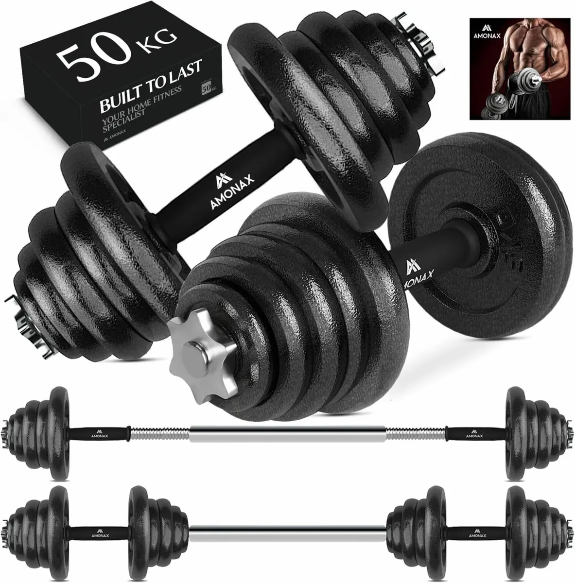 50kg Cast Iron Adjustable Dumbbells Weight Set for sale in Co. Dublin for 171 on DoneDeal