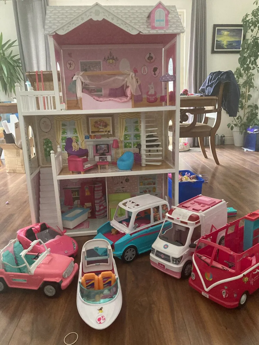 Barbie doll house 4 foot and vehicle bundle. for sale in Co. Cork for 120 on DoneDeal