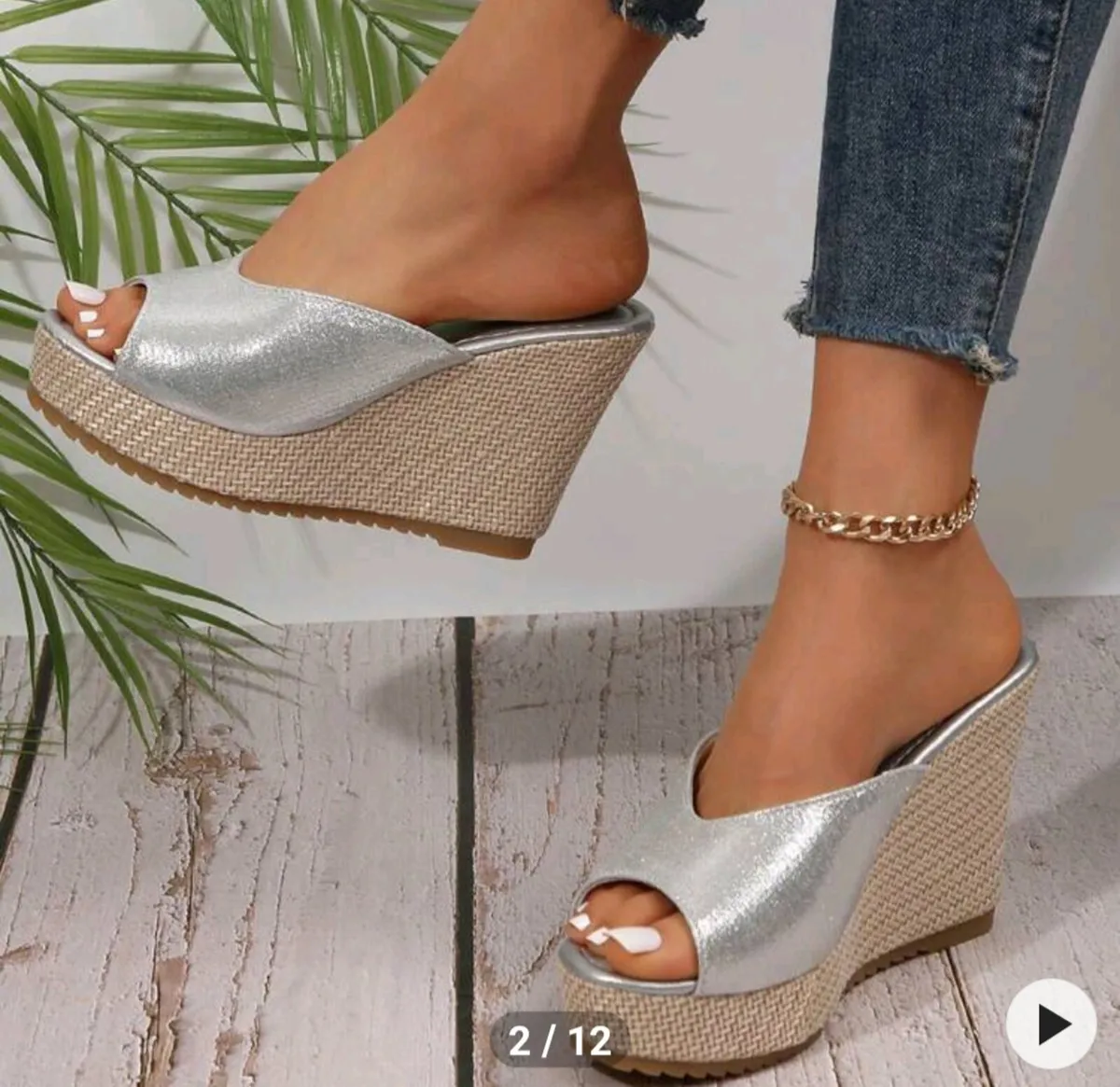 €10 Silver slide on wedges - Image 1