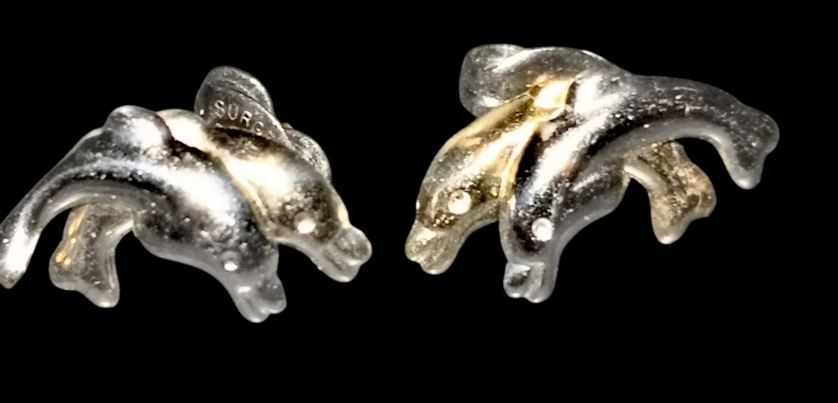 10k white and yellow gold Dolphin earrings JACMEL - Image 1
