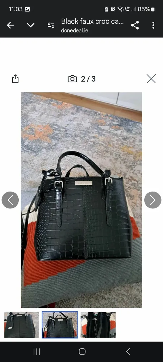 Carvella Black faux croc  tote - Image 1