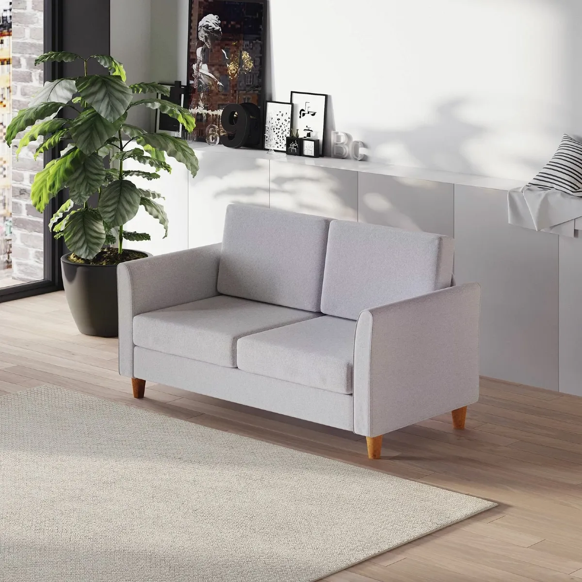 Loveseat Armchair Grey Linen Upholstery Modern for sale in Co. Dublin for 335 on DoneDeal
