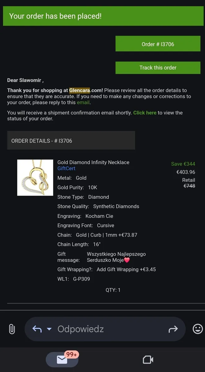 Gold Diamond Infinity Necklace - Image 3