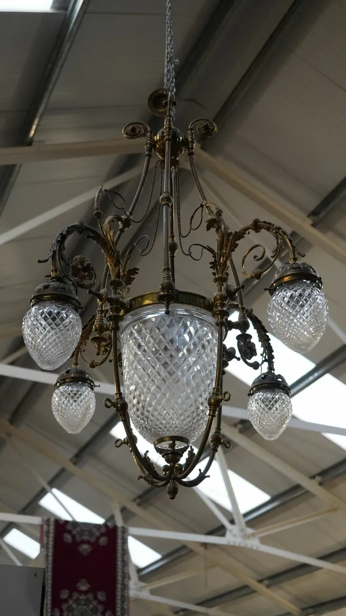Antique French-Style Bronze and Cut Glass Chandeli - Image 3